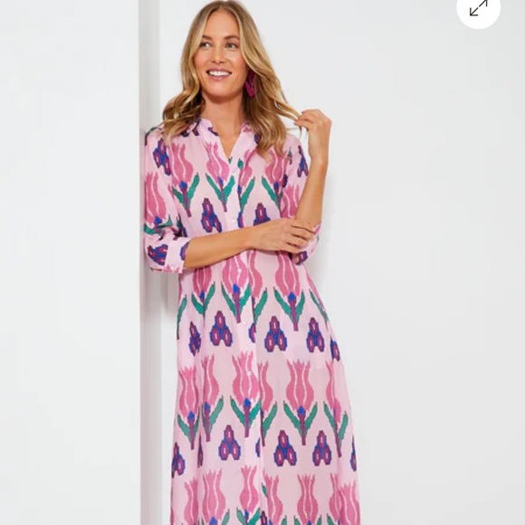 Oliphant Dresses & Skirts - Oliphant Vibrant Pink and Blue Long Sleeve Dress